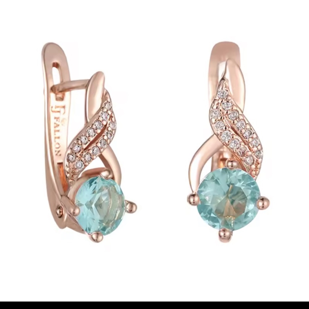 585/14k Rose Gold Aquamarine Drop Earrings